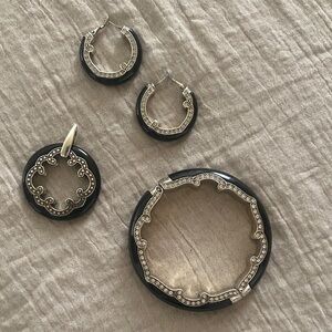 Brighton Black and Silver Earrings, pendant and bracelet set